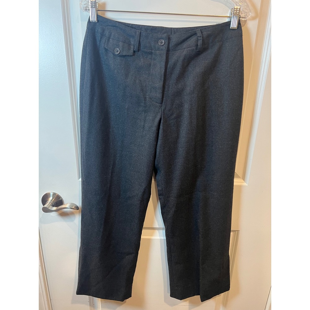 Garnet Hill Womens Dress Pants Wool Blend Charcoal Gray Size 06